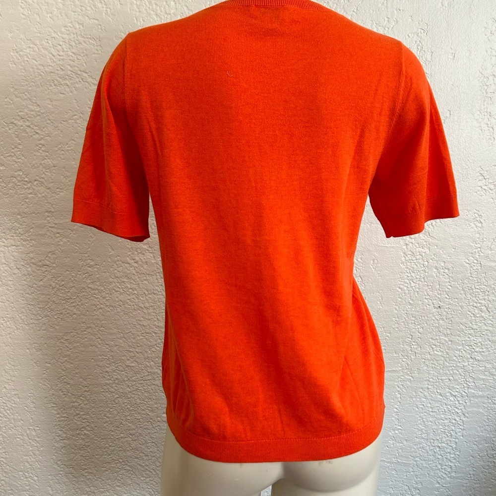 Brora Scottish 100% cotton orange top SZ 12 - Picture 3 of 9